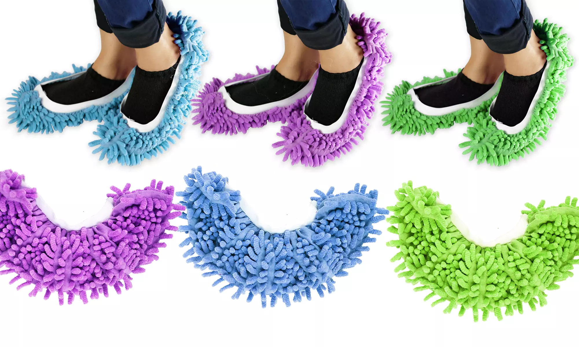 Microfiber Washable Chenille Mop Slippers (2-Pair Pack) - Primary Image
