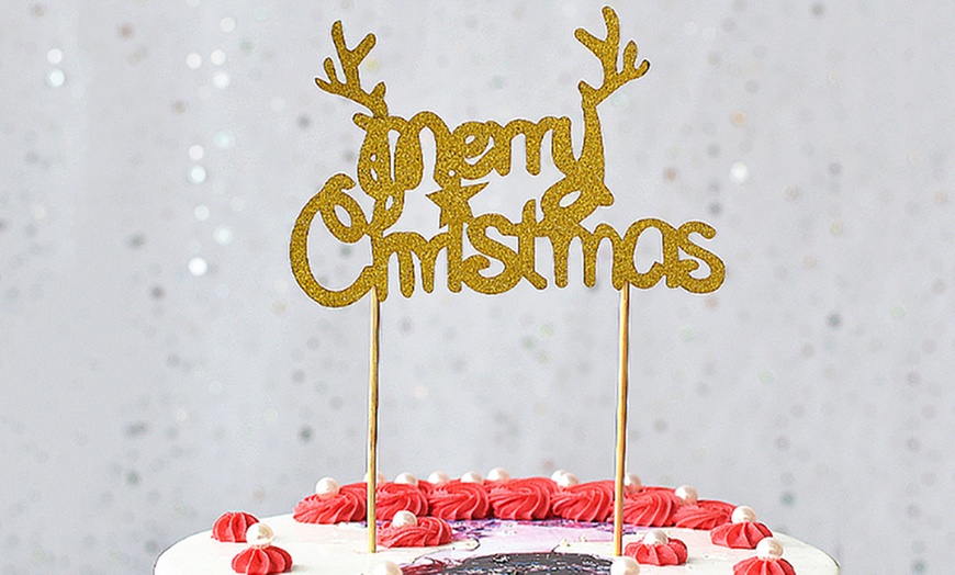 Image 1: 10 Merry Christmas Cake Toppers