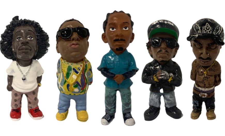 Image 1: One, Two or Five 90s Hip-Hop Rapper Gnome Decorations