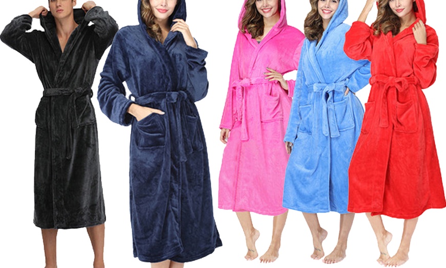 Image 1: Soft Hooded Bathrobe