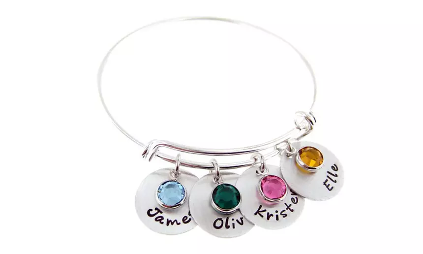 Customizable Mother's Birthstone Bangle Bracelet from JC Jewelry Design (Up to 50% Off) - Second Medium