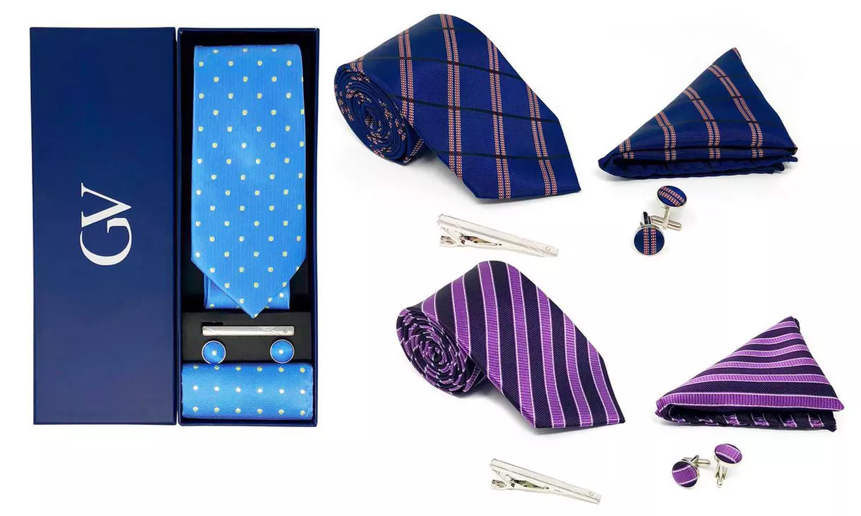4-Piece Gino Vitale Men's 100% Silk Tie Gift Set - Primary Image