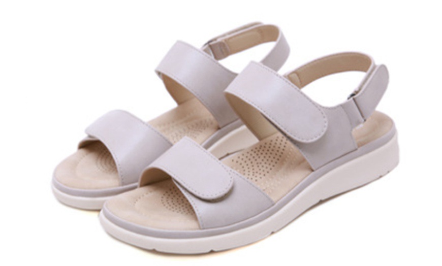 Image 10: Women's Hook and Loop Fastening Cushioned Two Strap Casual Sandals