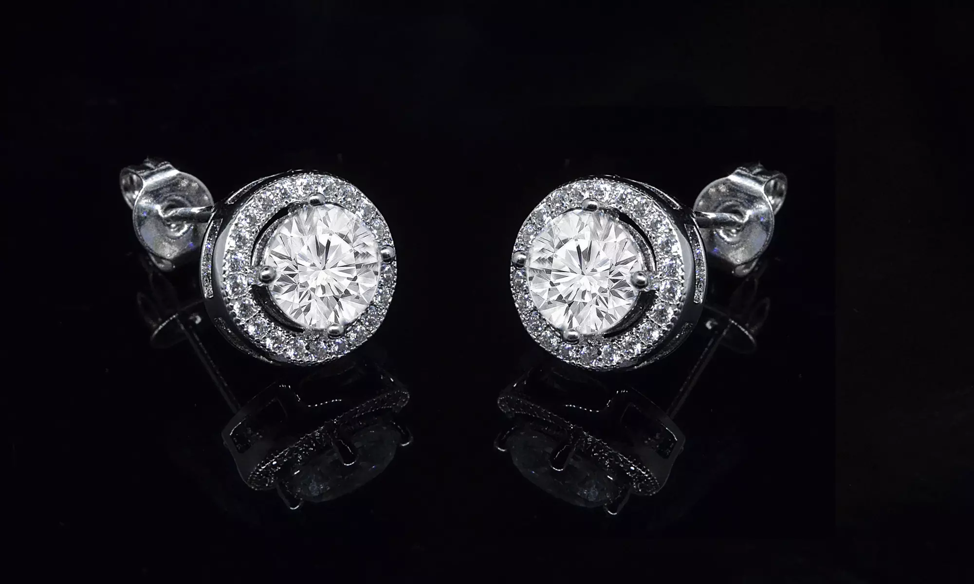 Halo Stud Earrings with Swarovski Elements - Primary Image