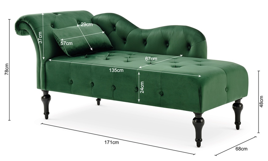 Image 21: Velvet Chaise Lounge Sofa 