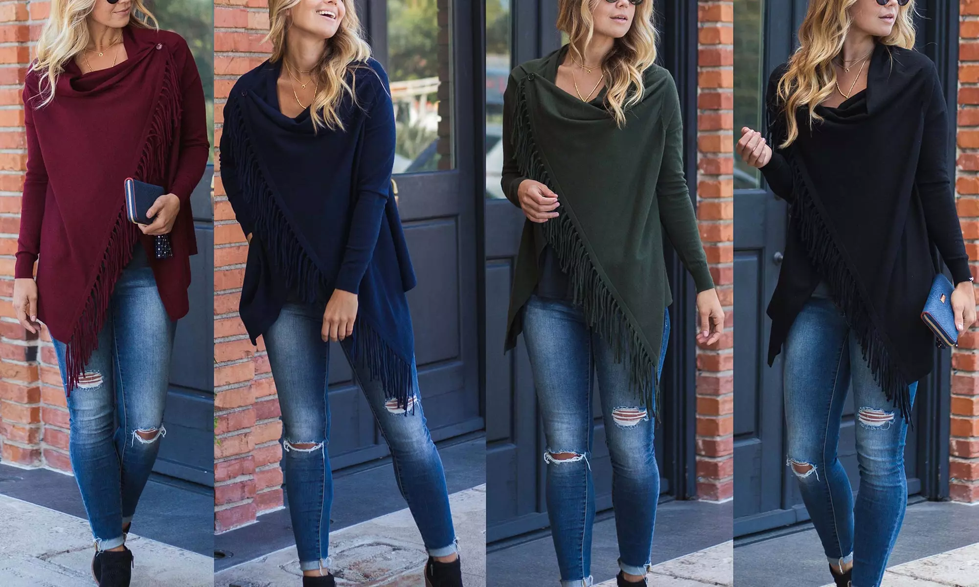 Reflection Women's Fringe Wrap Cardigan. Plus Sizes Available. - Primary Image