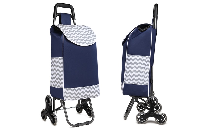 Image 3: Kono Six-Wheel Push Shopping Trolley