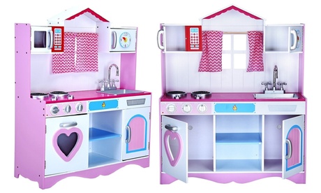 Cucina giocattolo con fornelli, lavandino e forno a microonde