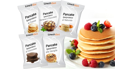 Fino a 28 confezioni di pancake Line@Diet, disponibili in 5 gusti
