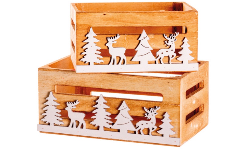 Image 3: Set di 2 cassette in stile natalizio, decorazioni di Natale