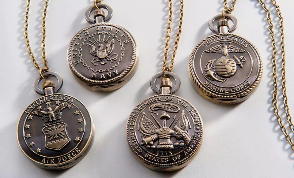 $8.99 for a Strada Armed Forces Pocket Watch ($75 List Price). 4 Styles Available. Free Returns. - Primary Image