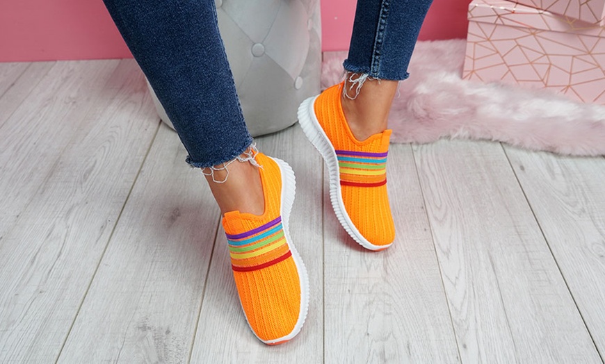 Image 14: Rainbow Knitted Slip-On Trainers