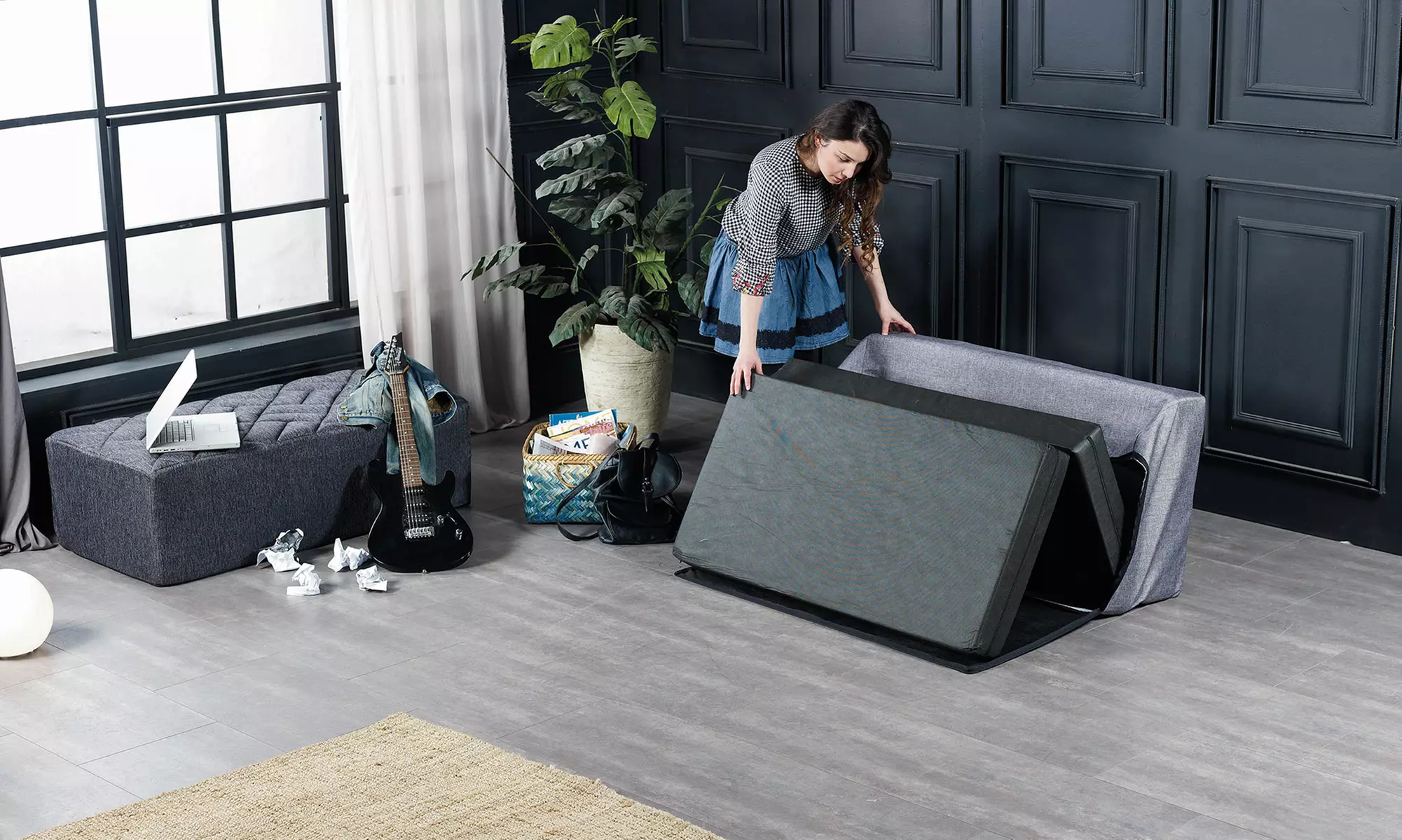 Banc 2 en 1, transformable en matelas d'appoint, marque Sampur - Primary Image