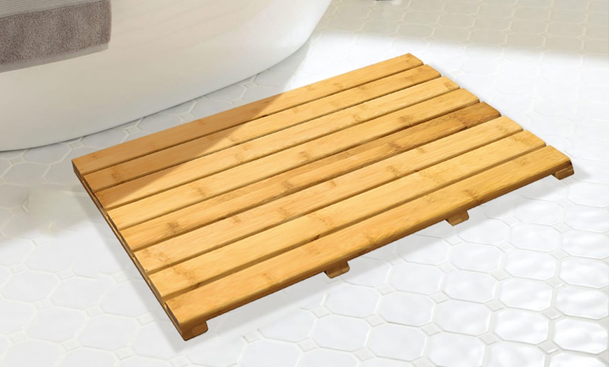 Image 1: Large Bamboo Shower Mat