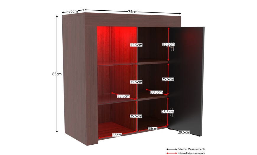 Image 28: Vida Designs Azura One-Door LED Sideboard