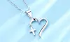 18K White Gold Cross and Heart Pendant Necklace