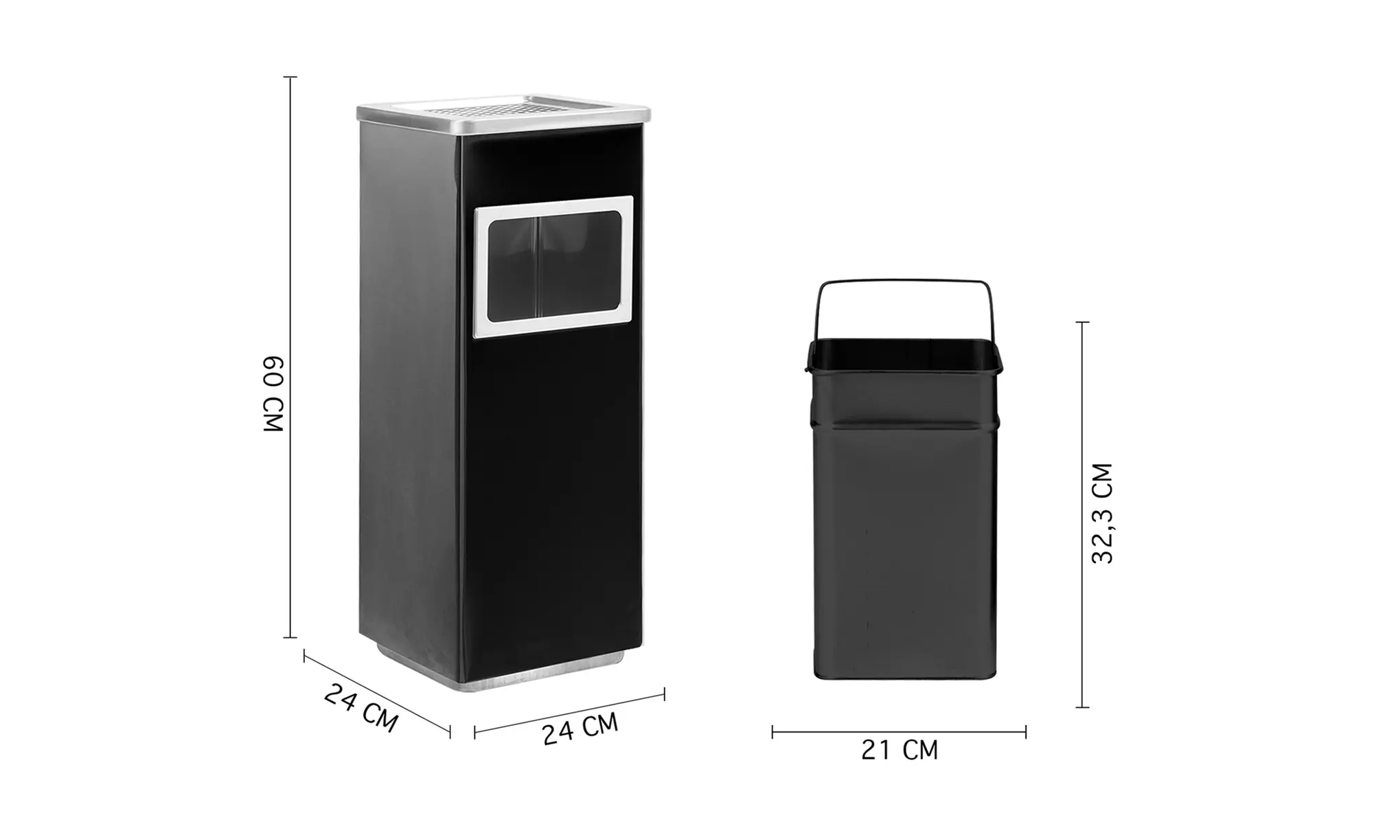 Posacenere cestino in acciaio 2 in 1