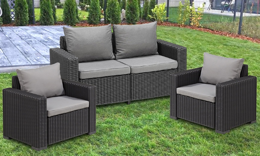 Image 3: Keter California Rattan-Like Sofa Lounger and Chair Set