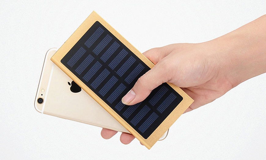 Image 1: Solar Panel Power Bank 10000mAh