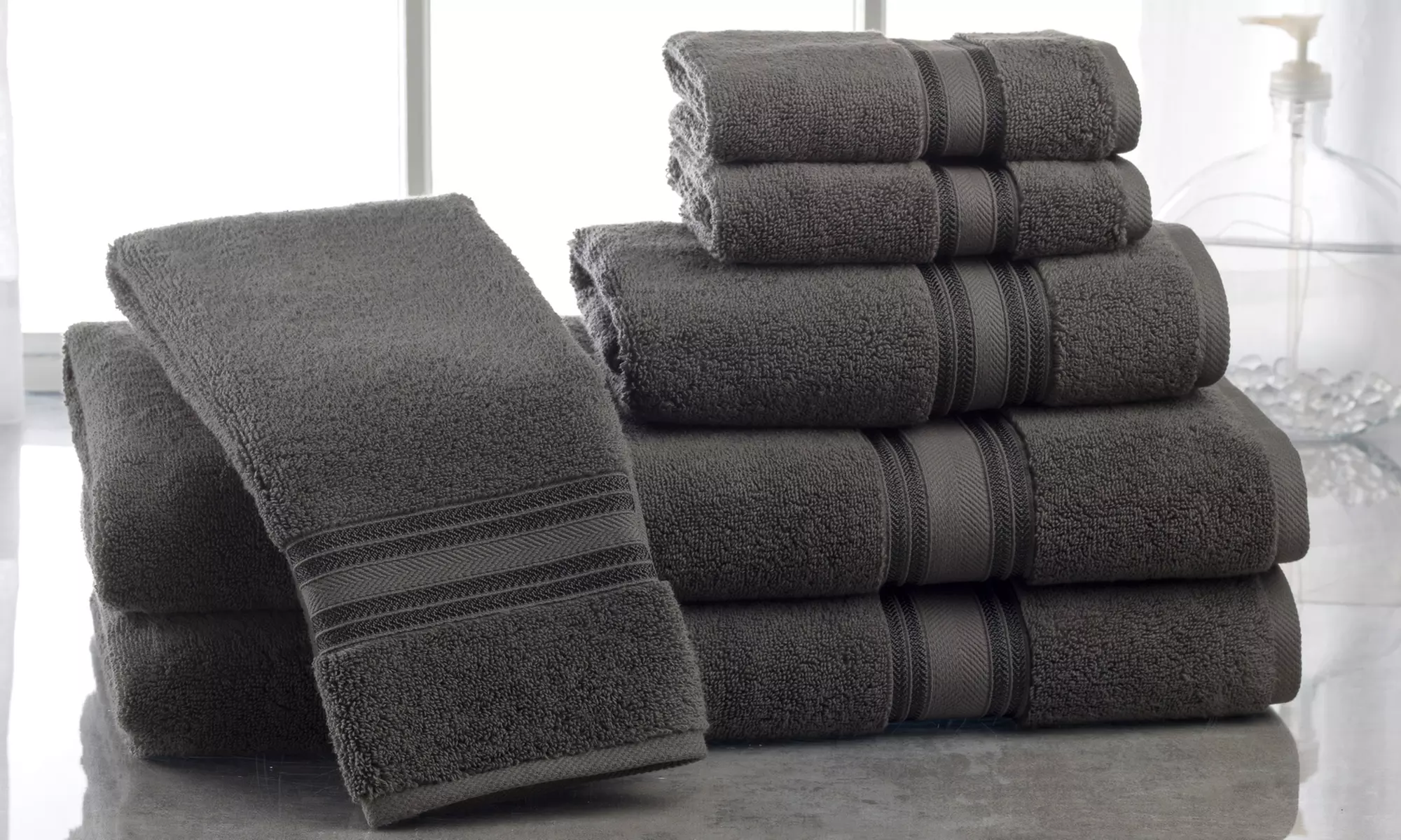 Lezeth Collection 100% Cotton Zero-Twist Towel Set (6-Piece) - Primary Image