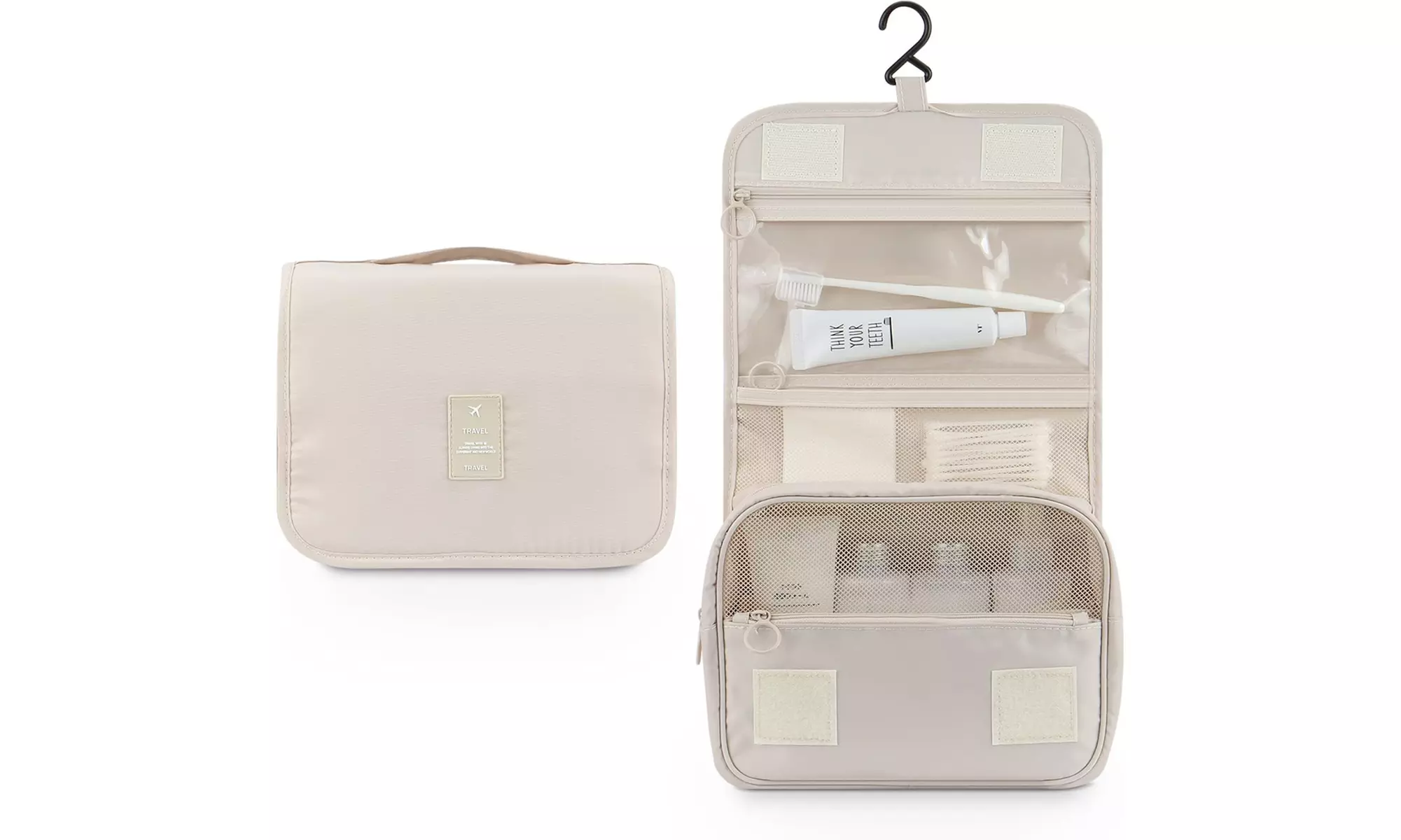 1 of 2 reis toilettassen met meerdere vakken