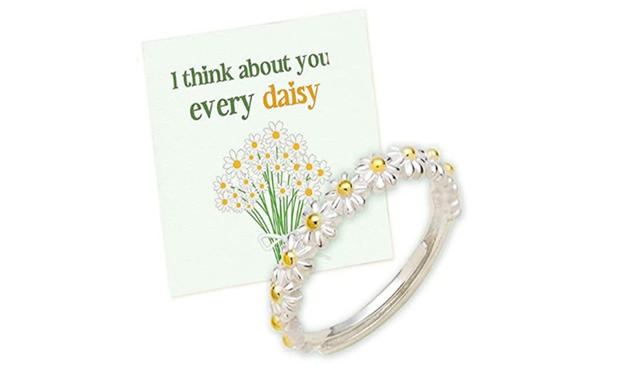 Image 1: I Think About You Every Daisy Ring with Card