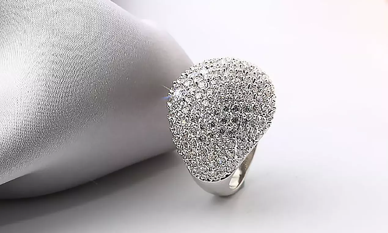 Crystal Dome Ring Made with Swarovski Elements (Size 8) - Primary Image