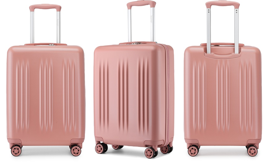 Image 14: One- or Three-Piece Sleek Striped Expandable ABS and PC Suitcases