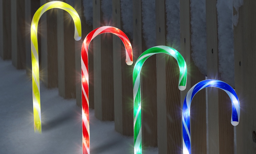 Image 1: Battery-Operated Christmas Candy Cane Pathway Lights