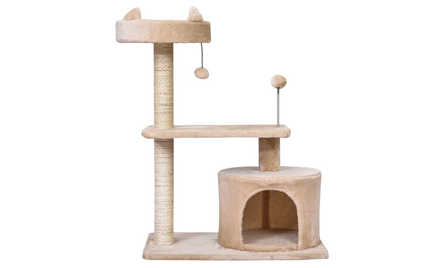 Image 7: Pawhut Three-Tiered Cat Tree