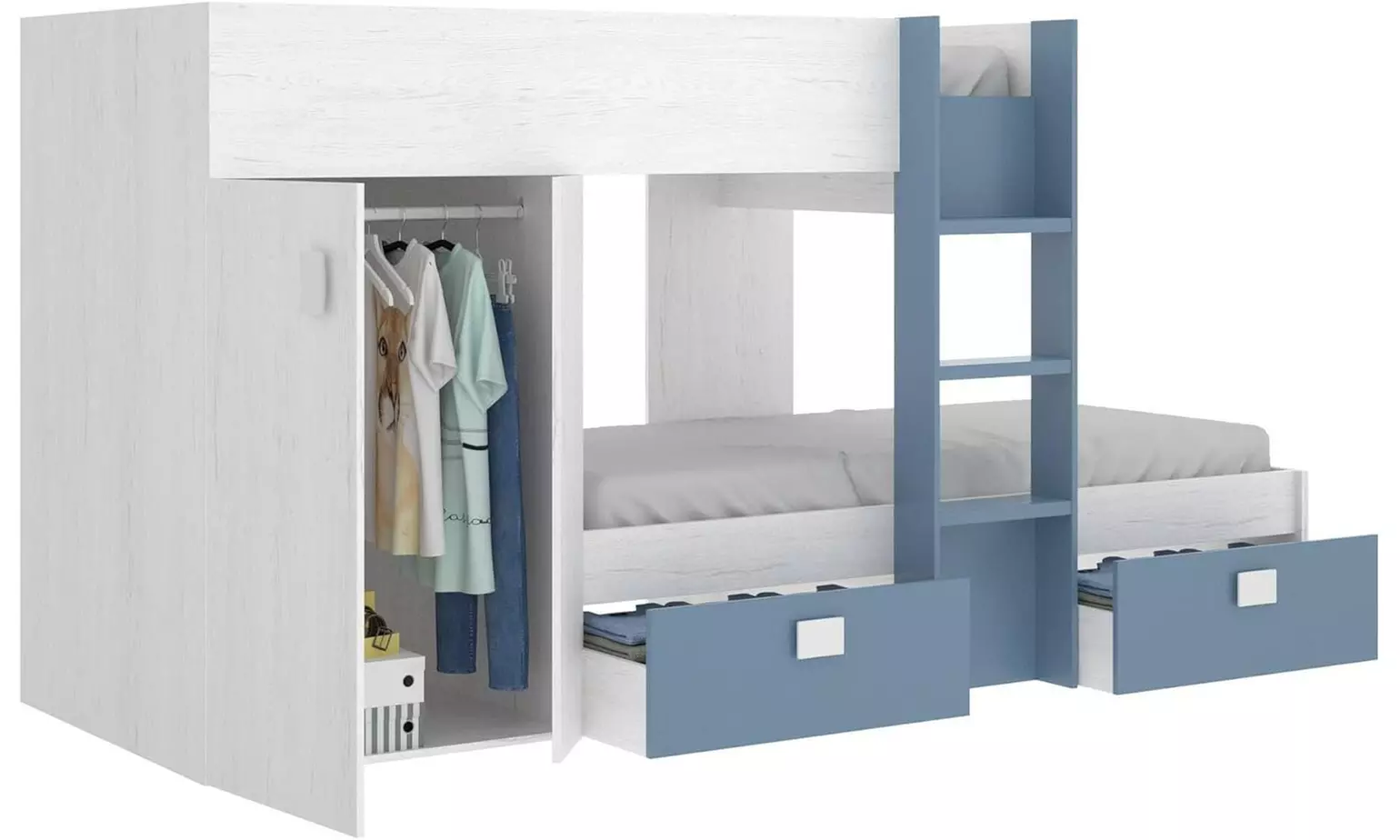 Stapelbed met twee eenpersoonsbedden