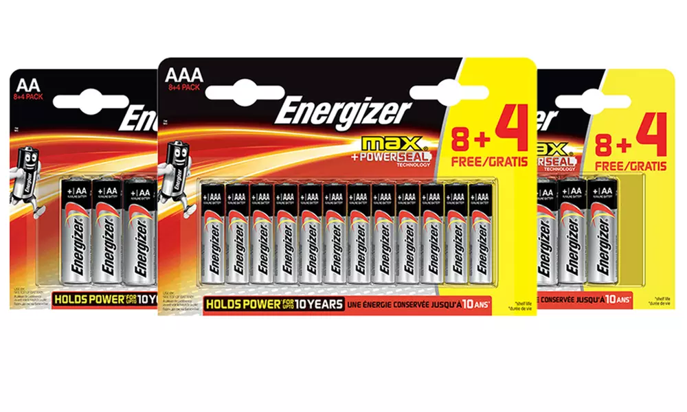 1, 2, 3 ou 4 packs de 12 piles Energizer Max AA et AAA - Primary Image