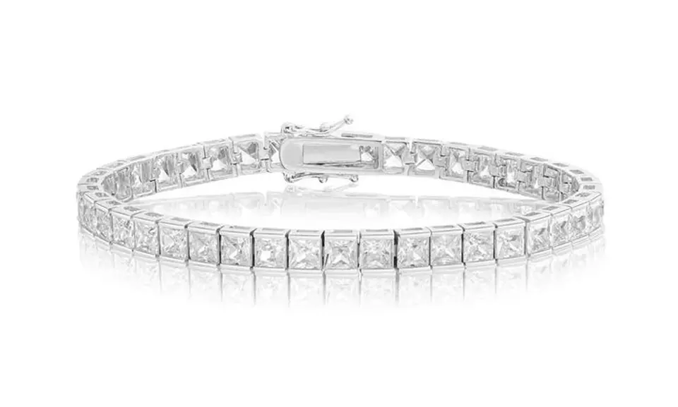 10.00 CTTW Cubic Zirconia Princess Cut Tennis Bracelet in Solid Sterling Silver by Mina Bloom - Primary Image