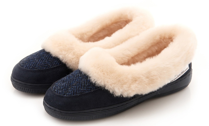 Image 2: Sheepskin Tweed Slippers