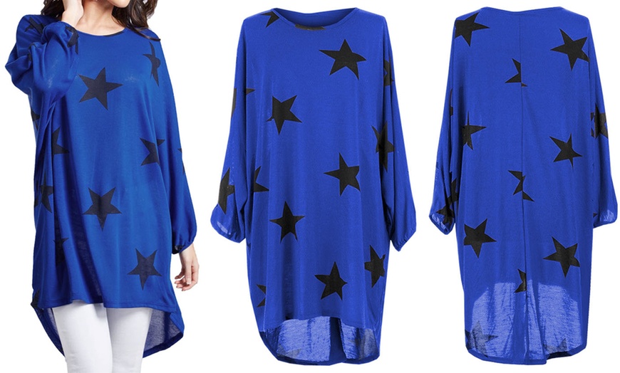 Image 13: Oversized Star Print Hi-Lo Top