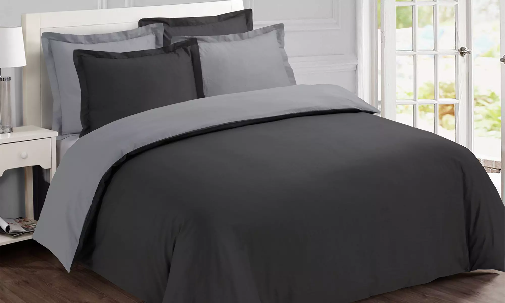 Parure de lit unicolore ou bicolore 100% coton - Primary Image