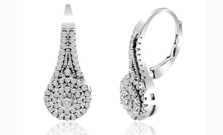 5.00 CTTW Studded Leverback Sterling Silver Earrings