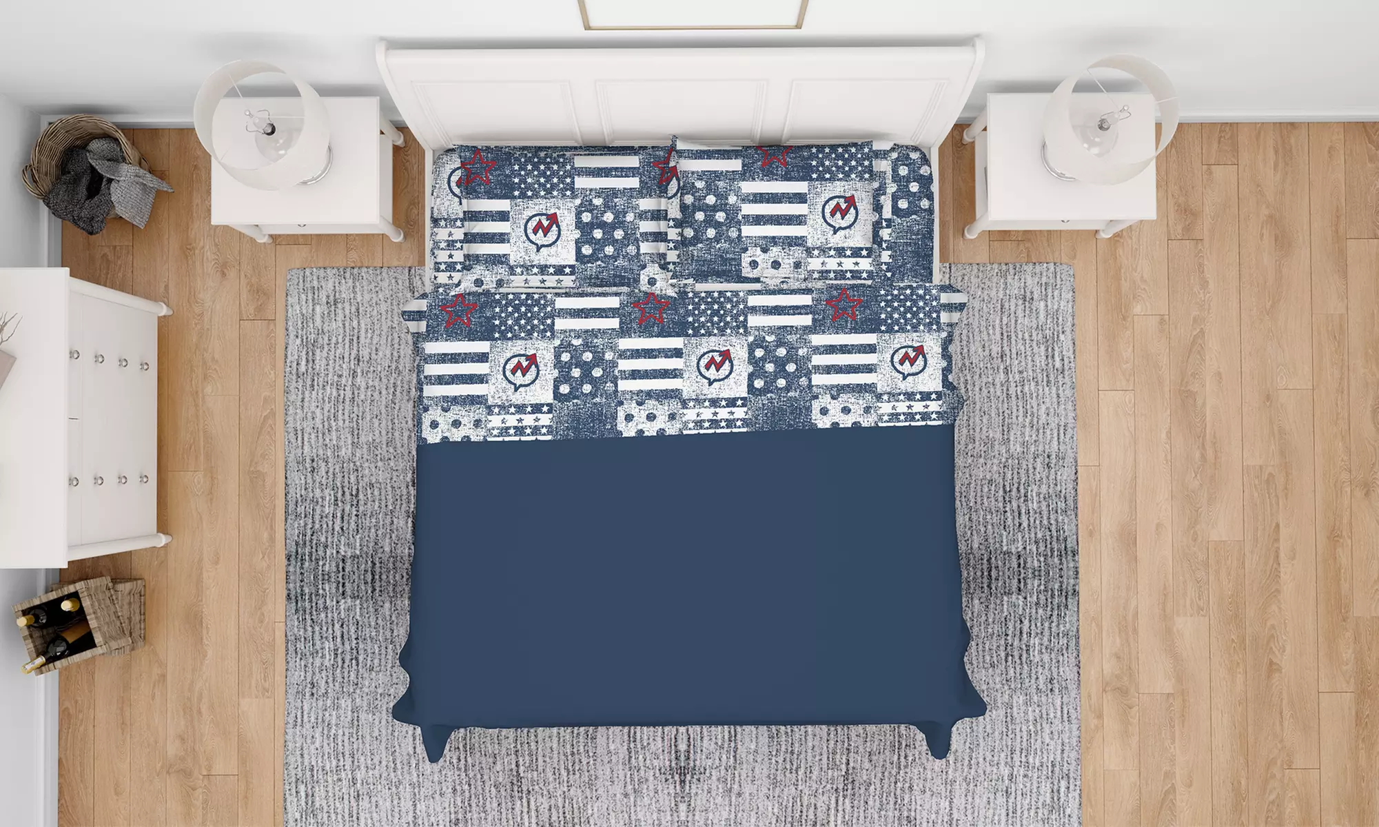 Completo Lenzuola 100% cotone Made in Italy Co.Ingros.Tex