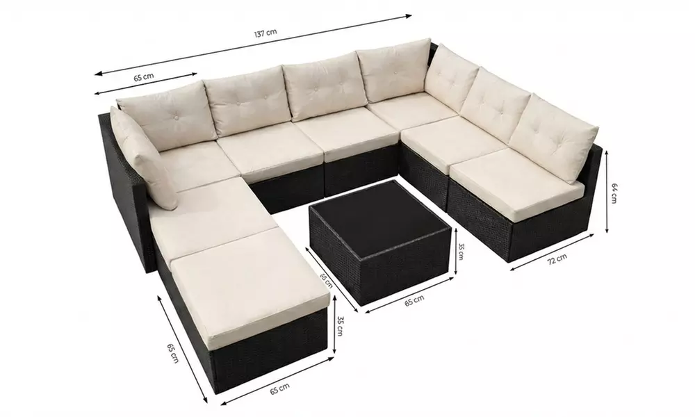 Salon de jardin Kocoon 8 places, modèle "Lola", en résine tressée