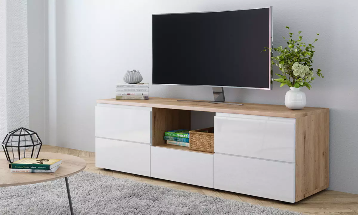 Meuble TV Milan avec rangements 140 cm, livraison offerte - Primary Image