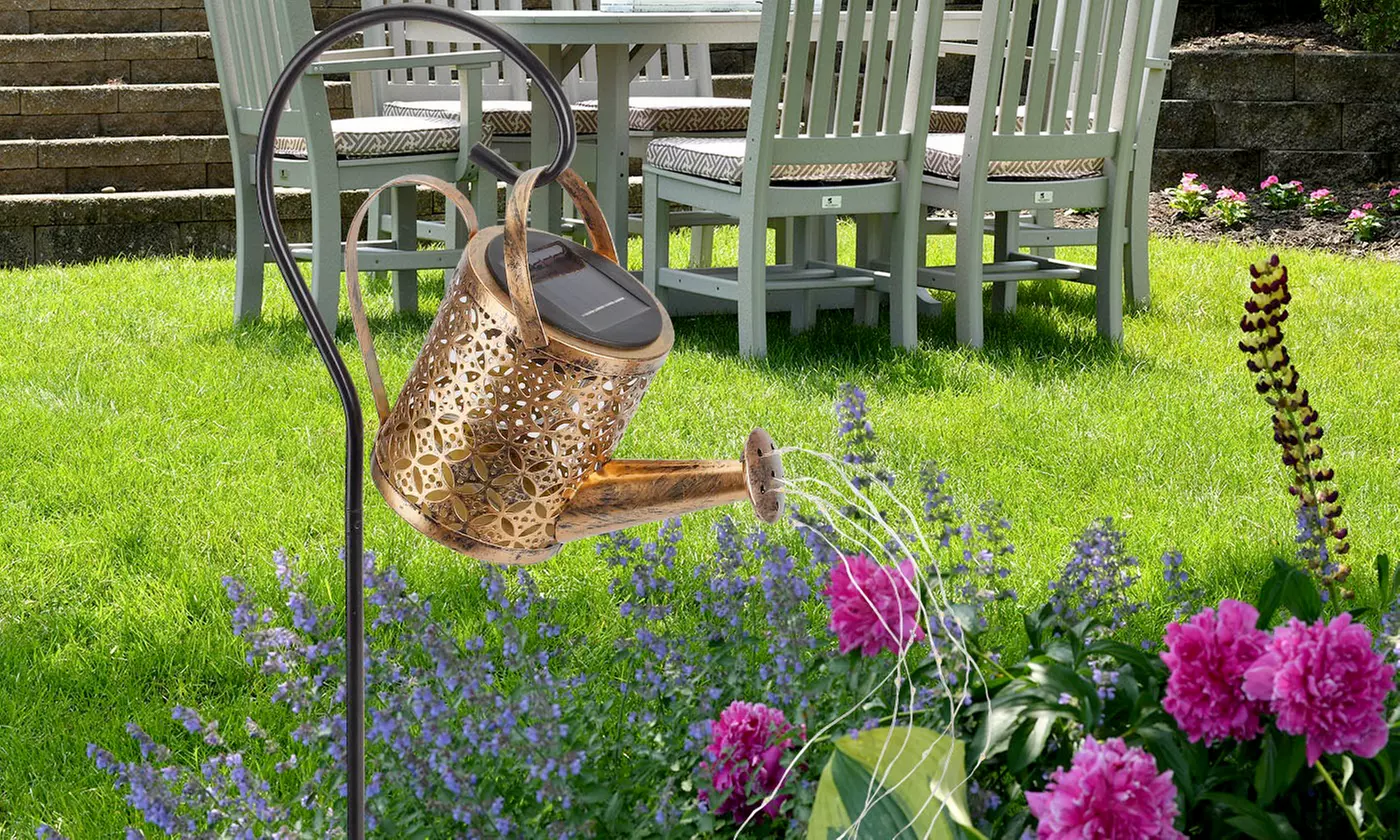Waterproof Copper Solar Twinkle Light Watering Can Hanging Kettle Lantern Light