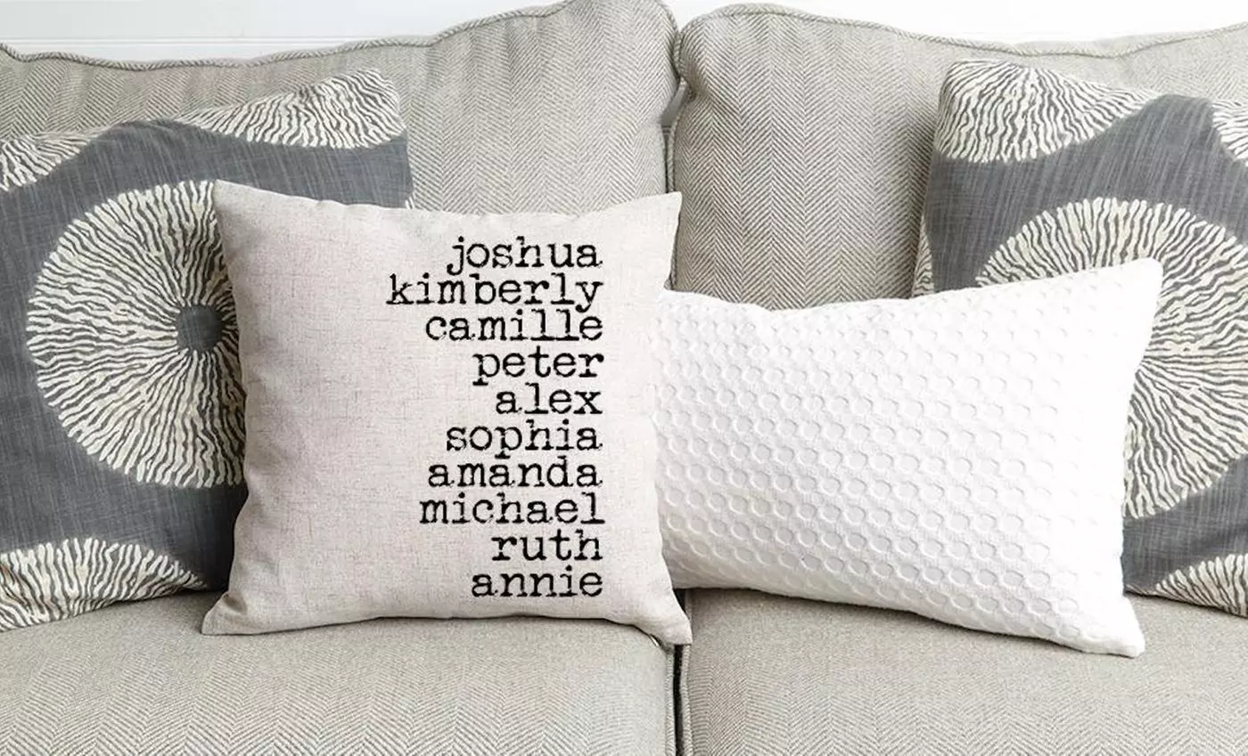 Personalized Family Name Throw Pillow Covers from Qualtry (Up to 28% Off). Four Options Available. - Second Medium