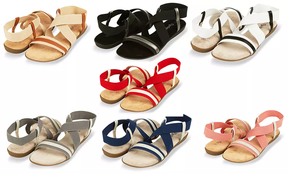 Women's Sandals with Elastic Ankle Strap - Primary Image
