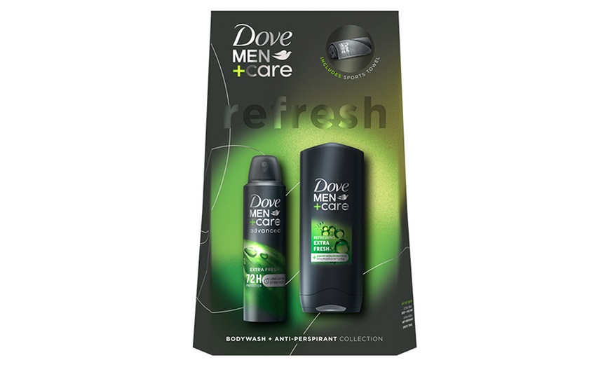 Image 2: Dove Men+Care Refresh Extra Fresh 2 Pieces Gift Set with Sports Towel