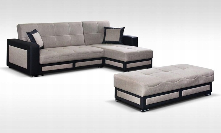 Image 5: Tina L-Shape Corner Ottoman Storage Sofa Bed