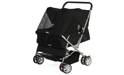 4-Wheel Twin Double Pet Stroller for Dogs and Cats