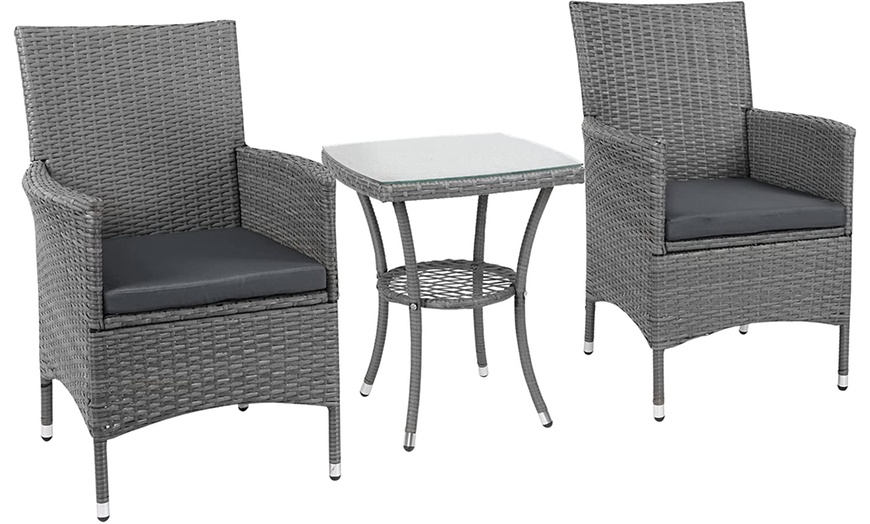 Image 2: Outsunny Three-Piece Rattan-Effect Bistro Set