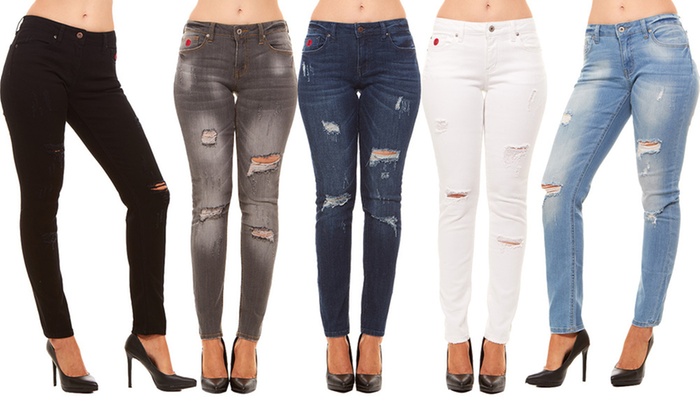 destroyed denim jeans womens