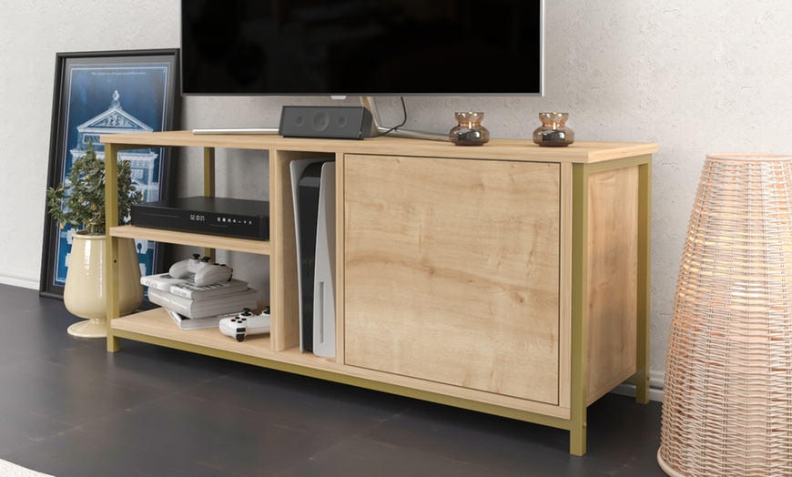 Image 23: Neola Media Television Stand with Open Shelves and Cabinet