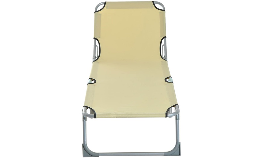 Image 4: Outsunny Folding Sun Lounger